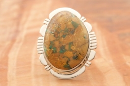 Native American Jewelry Genuine Boulder Turquoise  Ring